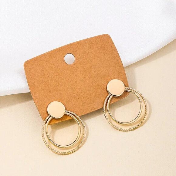 2/$30 NEW Boho Festival Double Circle Earrings Gold or Silver Post Stud 147 - Picture 10 of 13